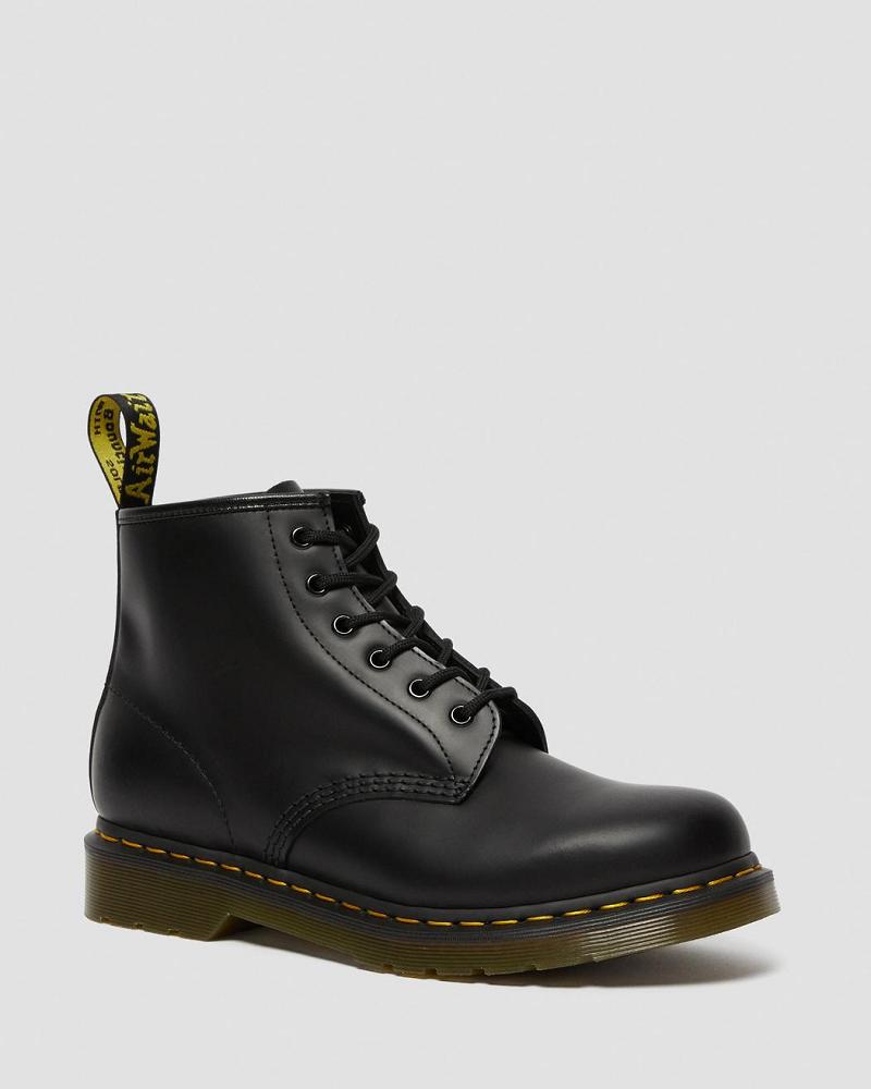 Botines Dr Martens 101 Yellow Stitch Smooth Cuero Hombre Negros | MX 386JPQ